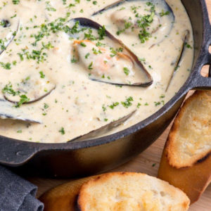 Muscles in Creamy wine and Garlic sauce